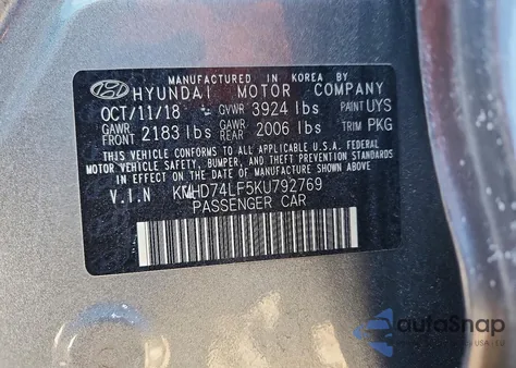 2019 Hyundai Elantra Se z USA, uszkodzony, nr VIN KMHD74LF5KU792769